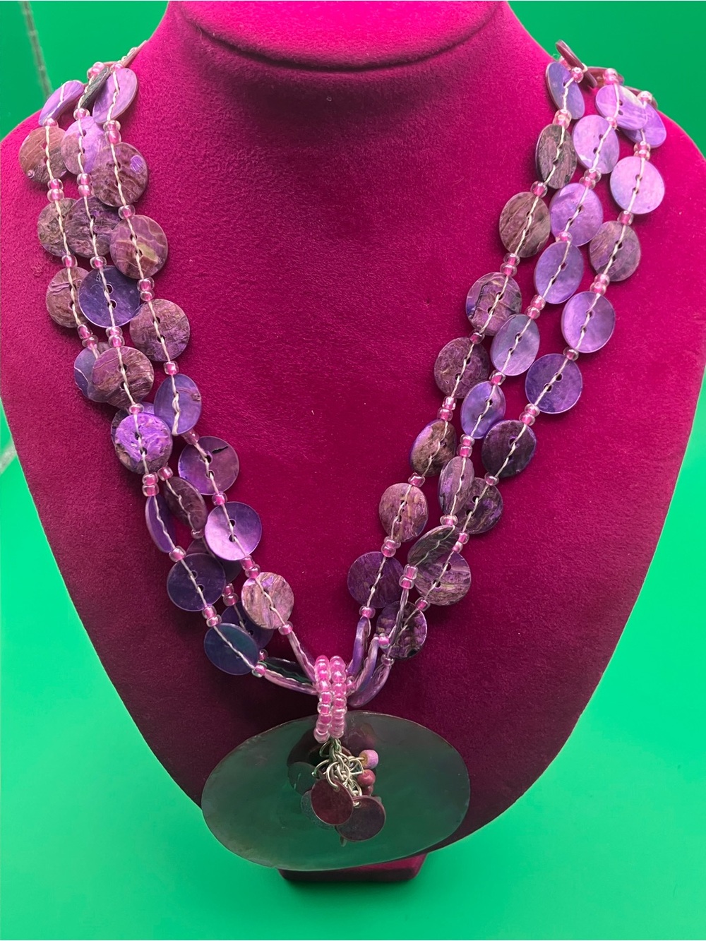 Coldwater Creek Purple Multi-Strand Disc Necklace